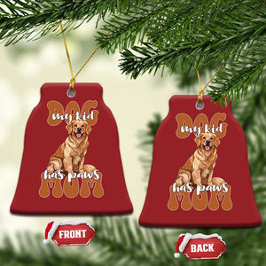 Golden Retriever Christmas Ornament My Kid Has Paws Dog Lover TS02 Bell Flake Red Print Your Wear