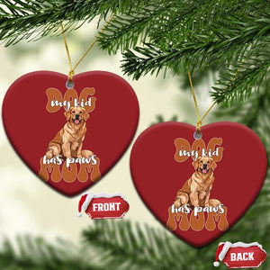 Golden Retriever Christmas Ornament My Kid Has Paws Dog Lover TS02 Heart Red Print Your Wear