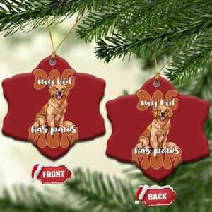 Golden Retriever Christmas Ornament My Kid Has Paws Dog Lover TS02 Snow Flake Red Print Your Wear