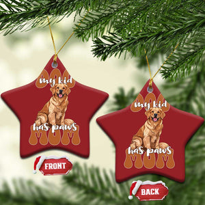 Golden Retriever Christmas Ornament My Kid Has Paws Dog Lover TS02 Star Red Print Your Wear