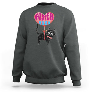 Cat Mom Sweatshirt Foster Cat Mama Black Cat Doodle TS02 Dark Heather Printyourwear