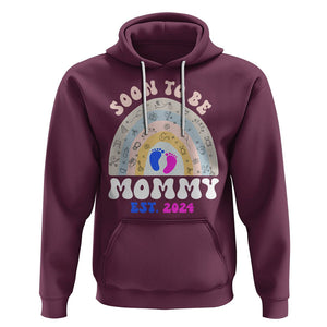 New Mom Hoodie Soon To Be Mommy Est 2024 Blue Pink Baby Feets Rainbow TS02 Maroon Printyourwear