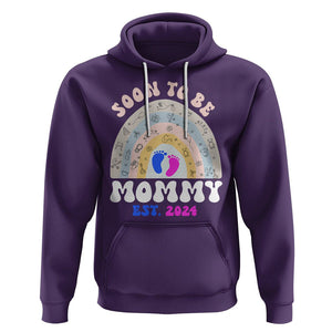 New Mom Hoodie Soon To Be Mommy Est 2024 Blue Pink Baby Feets Rainbow TS02 Purple Printyourwear