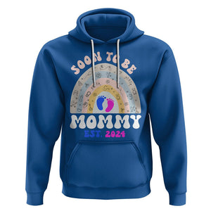 New Mom Hoodie Soon To Be Mommy Est 2024 Blue Pink Baby Feets Rainbow TS02 Royal Blue Printyourwear