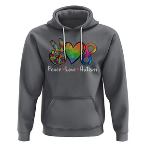 Peace Love Autism Hoodie Support Accept Love Rainbow Infinity Jigsaw Puzzle TS02 Charcoal Printyourwear