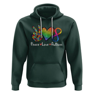 Peace Love Autism Hoodie Support Accept Love Rainbow Infinity Jigsaw Puzzle TS02 Dark Forest Green Printyourwear