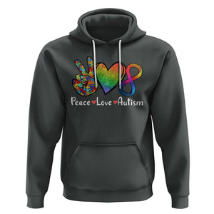 Peace Love Autism Hoodie Support Accept Love Rainbow Infinity Jigsaw Puzzle TS02 Dark Heather Printyourwear