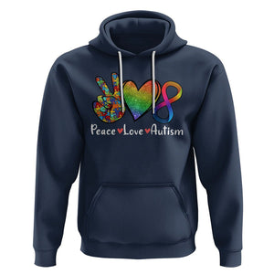 Peace Love Autism Hoodie Support Accept Love Rainbow Infinity Jigsaw Puzzle TS02 Navy Printyourwear