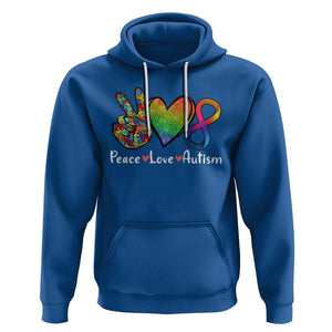 Peace Love Autism Hoodie Support Accept Love Rainbow Infinity Jigsaw Puzzle TS02 Royal Blue Printyourwear