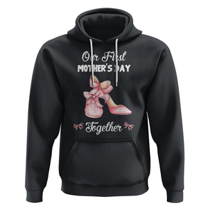 Our First Mother's Day Together Hoodie Matching Coquette Pink Baby Shoes High Heels TS02 Black Printyourwear