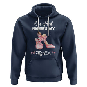 Our First Mother's Day Together Hoodie Matching Coquette Pink Baby Shoes High Heels TS02 Navy Printyourwear