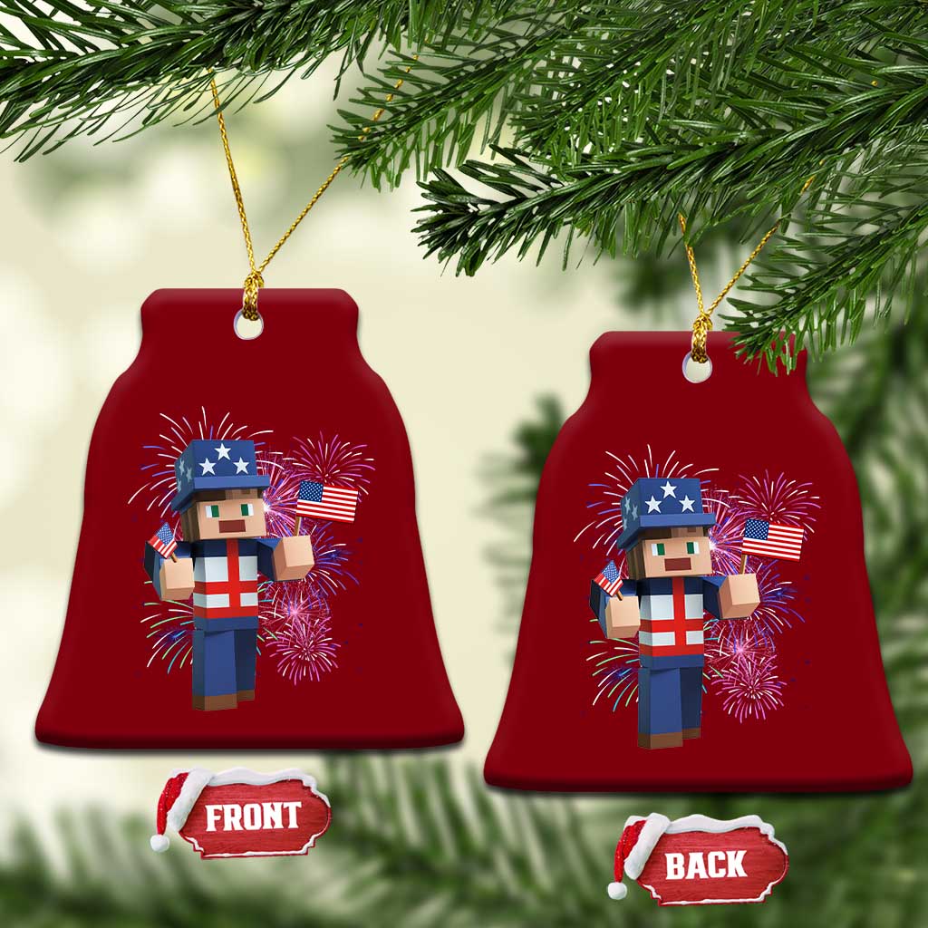 4th of July Gamer Ceramic Ornament Uncle Sam Pixels Gaming Celebrate Independence Day TS02 Print Your Wear