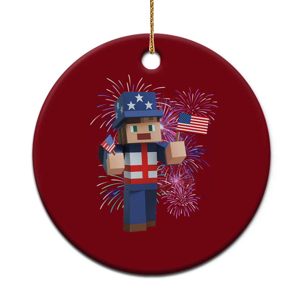 4th of July Gamer Ceramic Ornament Uncle Sam Pixels Gaming Celebrate Independence Day TS02 1pc Red Print Your Wear
