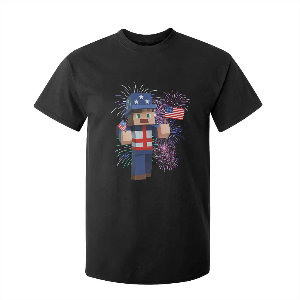 4th of July Gamer T Shirt For Kid Uncle Sam Pixels Gaming Celebrate Independence Day TS02 Black Print Your Wear