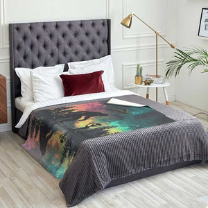 Bigfoot and Alien Throw Blanket UFO Themed TS02 Print Your Wear