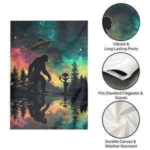Bigfoot and Alien Garden Flag UFO Themed TS02 Print Your Wear