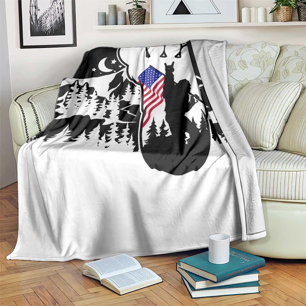 Patriotic Bigfoot Throw Blanket Rocking On Sasquatch Footprint With American Flag TS02 Print Your Wear