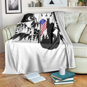 Patriotic Bigfoot Throw Blanket Rocking On Sasquatch Footprint With American Flag TS02 Print Your Wear