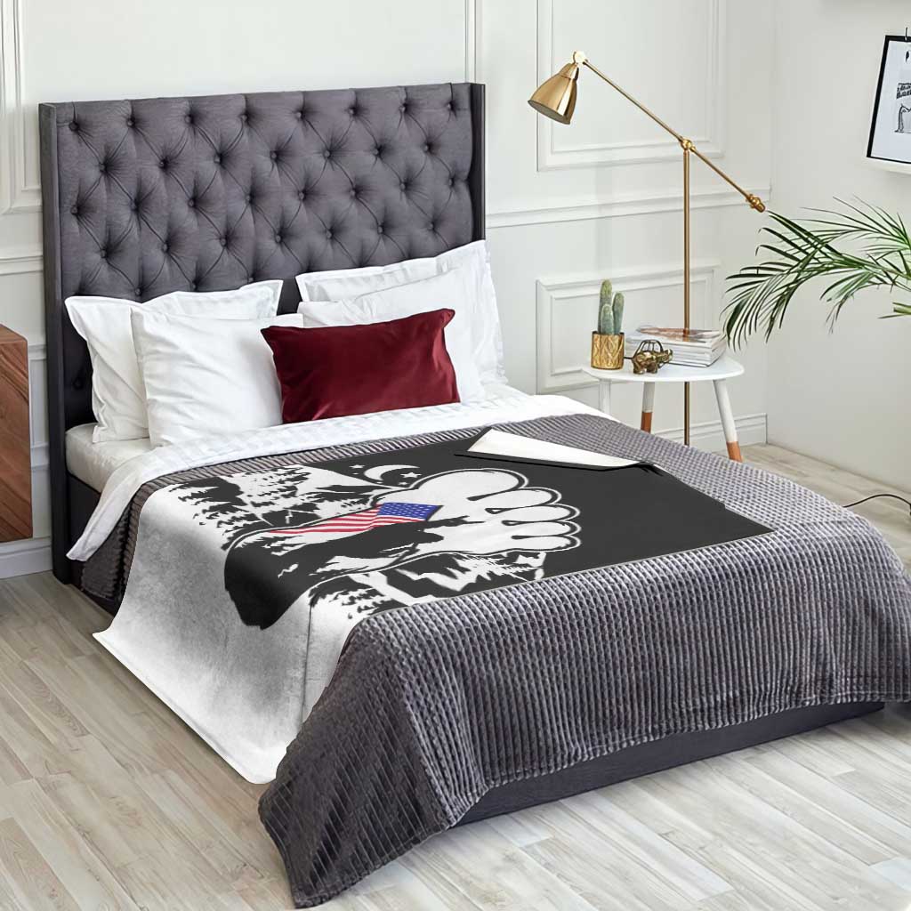 Patriotic Bigfoot Throw Blanket Rocking On Sasquatch Footprint With American Flag TS02 Print Your Wear