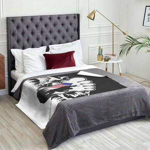 Patriotic Bigfoot Throw Blanket Rocking On Sasquatch Footprint With American Flag TS02 Print Your Wear