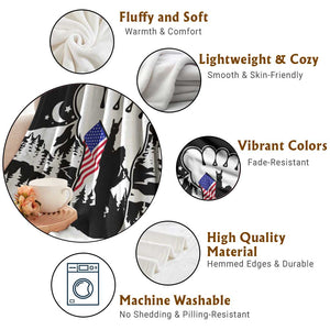 Patriotic Bigfoot Throw Blanket Rocking On Sasquatch Footprint With American Flag TS02 Print Your Wear