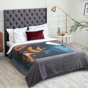 Funny Bigfoot with Duck Floatie Throw Blanket Sasquatch Camping Night TS02 Print Your Wear