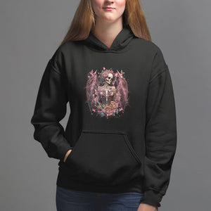 Floral Gothic Skeleton Hoodie Floral Gothic Skeleton Goblincore Karma Fairy Roses Skull Floral Skeleton In My Next Life I Want To Be The Karma Fairy Funny Quote TS02 Black Printyourwear