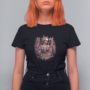 Floral Gothic Skeleton T Shirt For Women Floral Gothic Skeleton Goblincore Karma Fairy Roses Skull Floral Skeleton In My Next Life I Want To Be The Karma Fairy Funny Quote TS02 Black Printyourwear