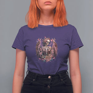 Floral Gothic Skeleton T Shirt For Women Floral Gothic Skeleton Goblincore Karma Fairy Roses Skull Floral Skeleton In My Next Life I Want To Be The Karma Fairy Funny Quote TS02 Purple Printyourwear