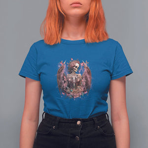 Floral Gothic Skeleton T Shirt For Women Floral Gothic Skeleton Goblincore Karma Fairy Roses Skull Floral Skeleton In My Next Life I Want To Be The Karma Fairy Funny Quote TS02 Royal Blue Printyourwear