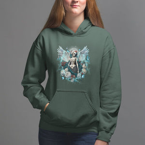 Floral Gothic Skeleton Hoodie Floral Gothic Skeleton Goblincore Karma Fairy Roses Skull Floral Skeleton Angel In My Next Life I Want To Be The Karma Fairy TS02 Dark Forest Green Printyourwear