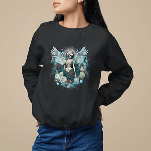 Floral Gothic Skeleton Sweatshirt Floral Gothic Skeleton Goblincore Karma Fairy Roses Skull Floral Skeleton Angel In My Next Life I Want To Be The Karma Fairy TS02 Black Printyourwear