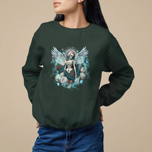 Floral Gothic Skeleton Sweatshirt Floral Gothic Skeleton Goblincore Karma Fairy Roses Skull Floral Skeleton Angel In My Next Life I Want To Be The Karma Fairy TS02 Dark Forest Green Printyourwear