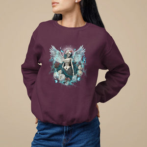 Floral Gothic Skeleton Sweatshirt Floral Gothic Skeleton Goblincore Karma Fairy Roses Skull Floral Skeleton Angel In My Next Life I Want To Be The Karma Fairy TS02 Maroon Printyourwear