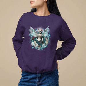 Floral Gothic Skeleton Sweatshirt Floral Gothic Skeleton Goblincore Karma Fairy Roses Skull Floral Skeleton Angel In My Next Life I Want To Be The Karma Fairy TS02 Purple Printyourwear