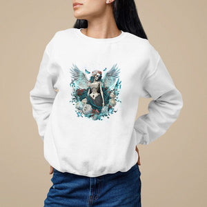 Floral Gothic Skeleton Sweatshirt Floral Gothic Skeleton Goblincore Karma Fairy Roses Skull Floral Skeleton Angel In My Next Life I Want To Be The Karma Fairy TS02 White Printyourwear