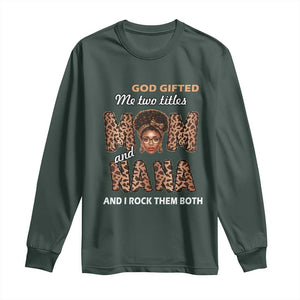 Black Afro Women Mother's Day Long Sleeve Shirt God Gifted Me Two Titles Mom And Nana I Rock Them Both TS02 Dark Forest Green Print Your Wear