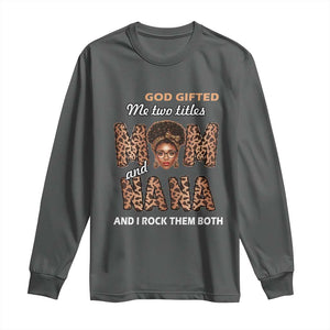 Black Afro Women Mother's Day Long Sleeve Shirt God Gifted Me Two Titles Mom And Nana I Rock Them Both TS02 Dark Heather Print Your Wear