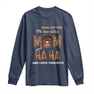 Black Afro Women Mother's Day Long Sleeve Shirt God Gifted Me Two Titles Mom And Nana I Rock Them Both TS02 Navy Print Your Wear