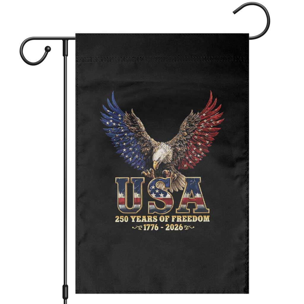 250 Years USA Majestic Bald Eagle Garden Flag American Flag Wings Patriotic Semiquincentennial 250th Anniversary TS02 Black Print Your Wear