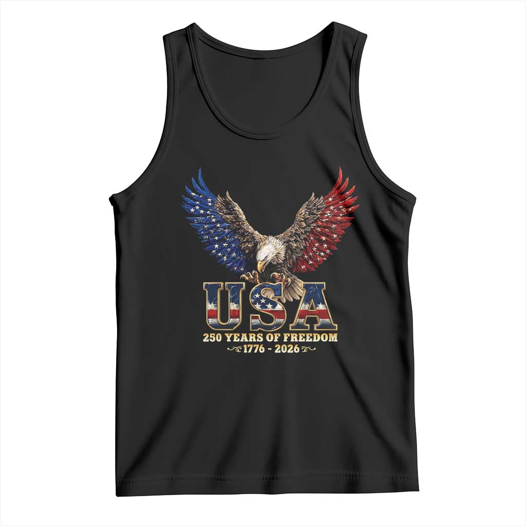 250 Years USA Majestic Bald Eagle Tank Top American Flag Wings Patriotic Semiquincentennial 250th Anniversary TS02 Black Print Your Wear