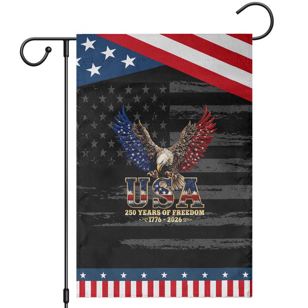 250 Years USA Majestic Bald Eagle Patriotic Garden Flag American Flag Wings Patriotic Semiquincentennial 250th Anniversary TS02 Distressed Black Blue Print Your Wear