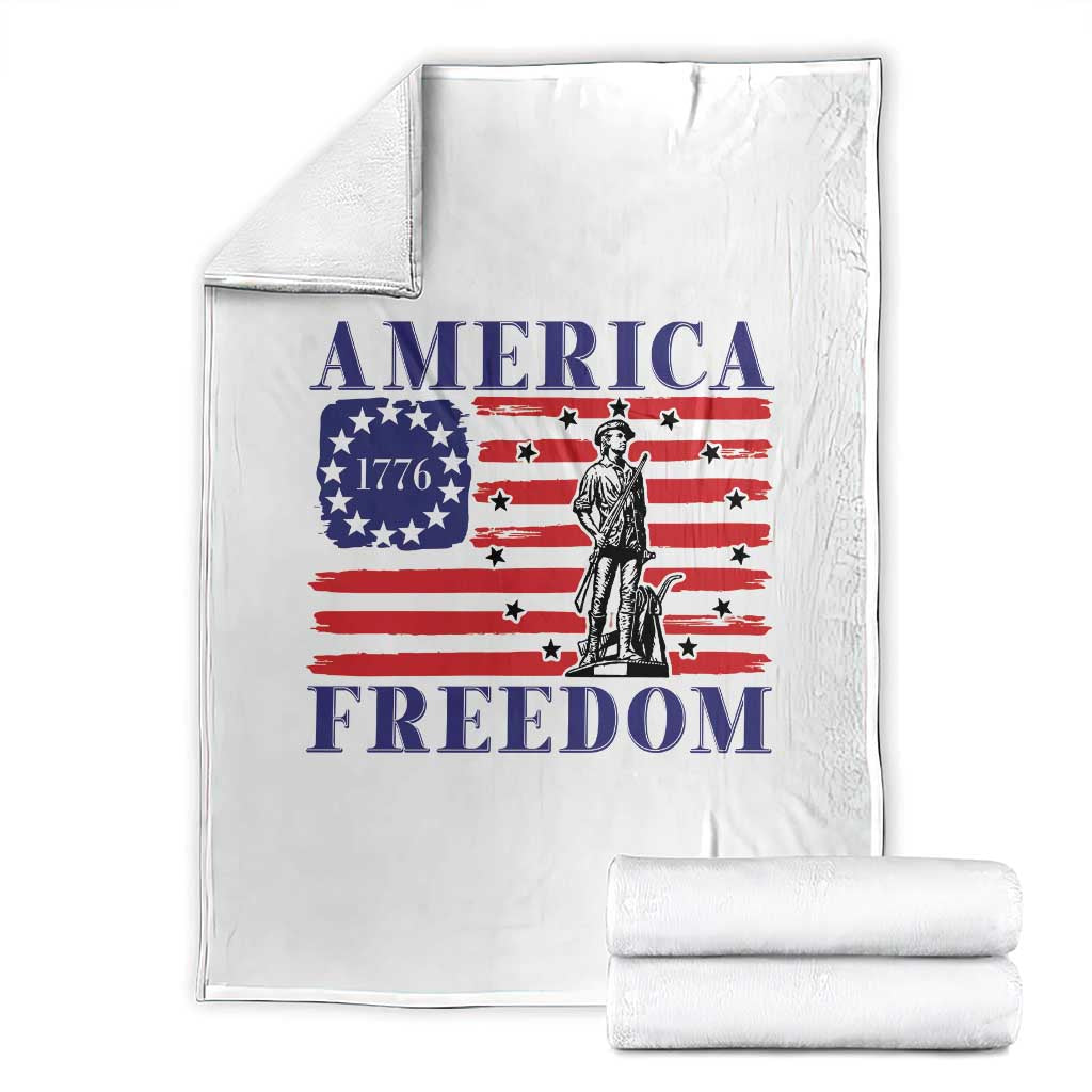 America Freedom 1776 Revolutionary War Throw Blanket Minuteman Betsy Ross Flag Patriotic History TS02 White Print Your Wear