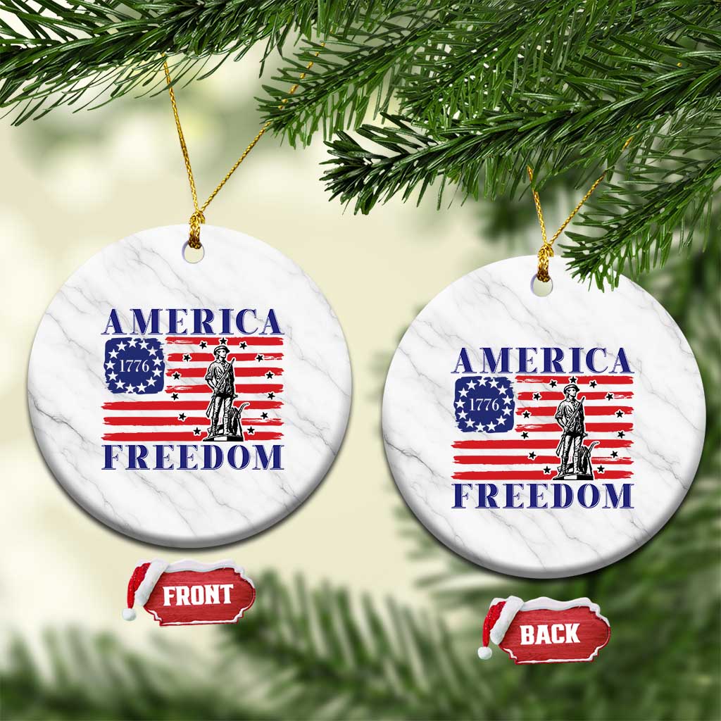 America Freedom 1776 Revolutionary War Ceramic Ornament Minuteman Betsy Ross Flag Patriotic History TS02 1pc White Marble Print Your Wear