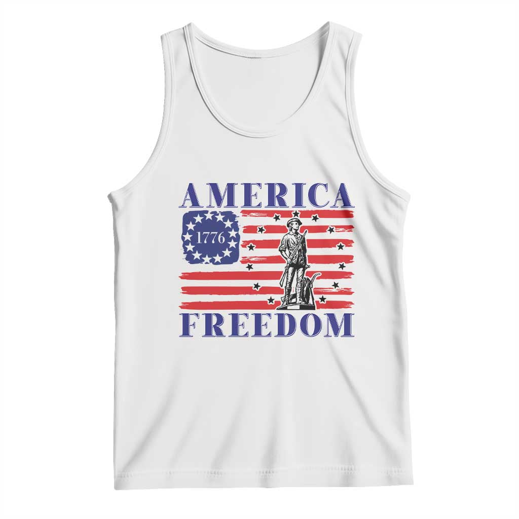America Freedom 1776 Revolutionary War Tank Top Minuteman Betsy Ross Flag Patriotic History TS02 White Print Your Wear