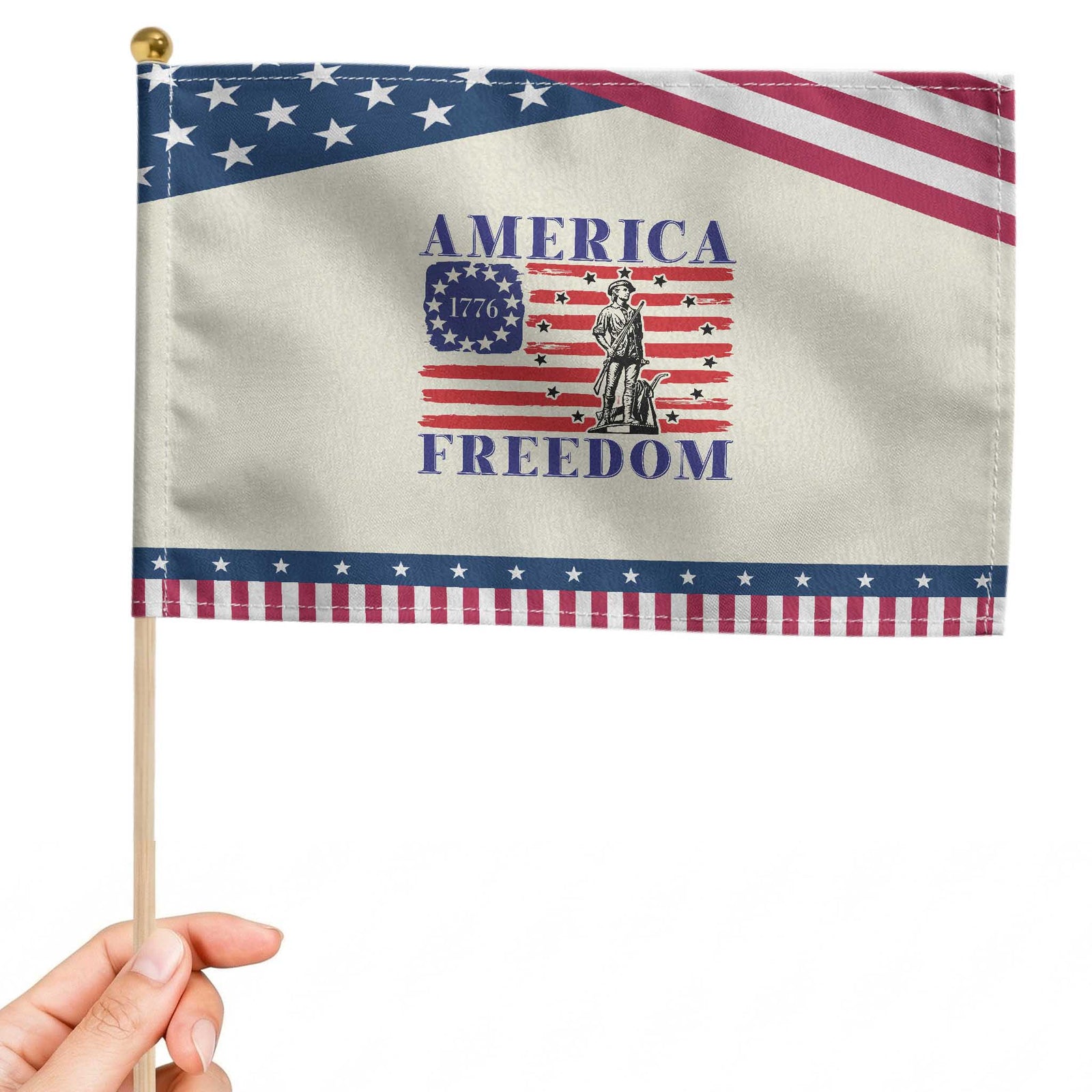 America Freedom 1776 Revolutionary War Patriotic Handheld Flag Minuteman Betsy Ross Flag Patriotic History TS02 Modern 8.2