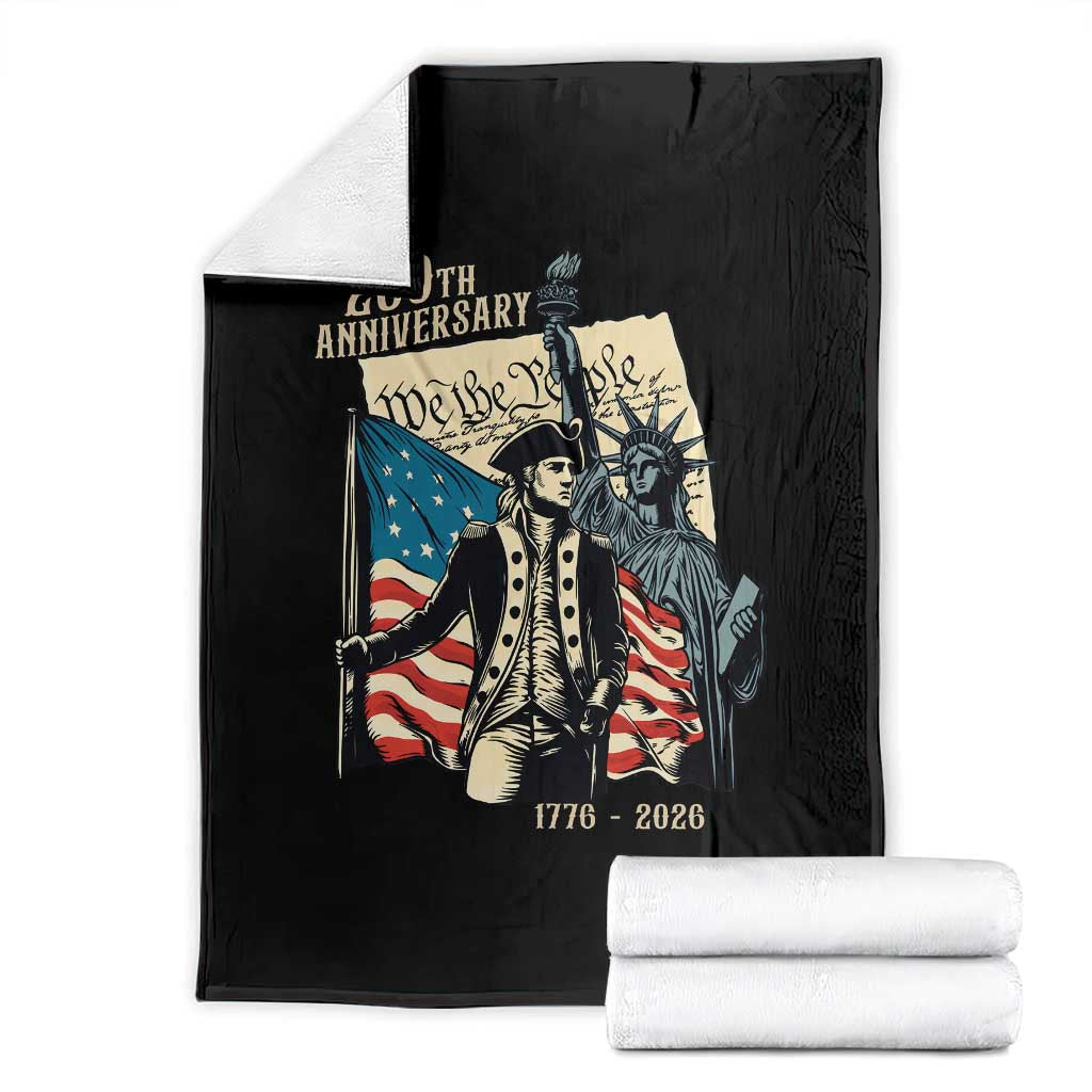 250th Anniversary 1776-2026 We The People Throw Blanket George Washington and Statue of Liberty History Pride TS02 Black Print Your Wear