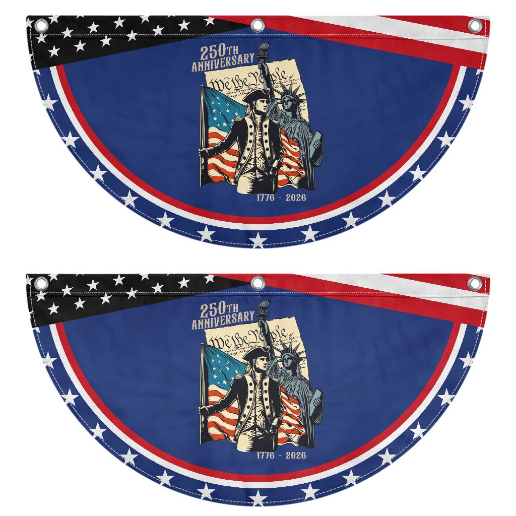 250th Anniversary 1776-2026 We The People Patriotic Fan Flag George Washington and Statue of Liberty History Pride TS02 2pcs pack Classic Navy Print Your Wear