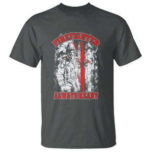 Firefighter T Shirt Always Ready Fireman American Flag Thin Red Line TS02 Dark Heather Printyourwear