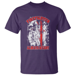 Firefighter T Shirt Always Ready Fireman American Flag Thin Red Line TS02 Purple Printyourwear